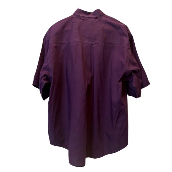 Vintage Bugle Boy Company Mens Purple Button-Up Shirt Crest Pocket SS Y2K 90s - Picture 3 of 7